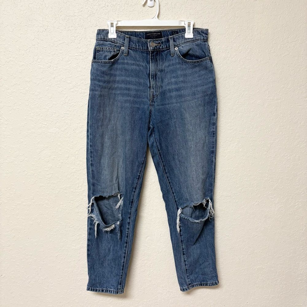 Lucky Brand Blue Jeans Womens Size 8/29 Ankle Drew Mom High Rise Distressed